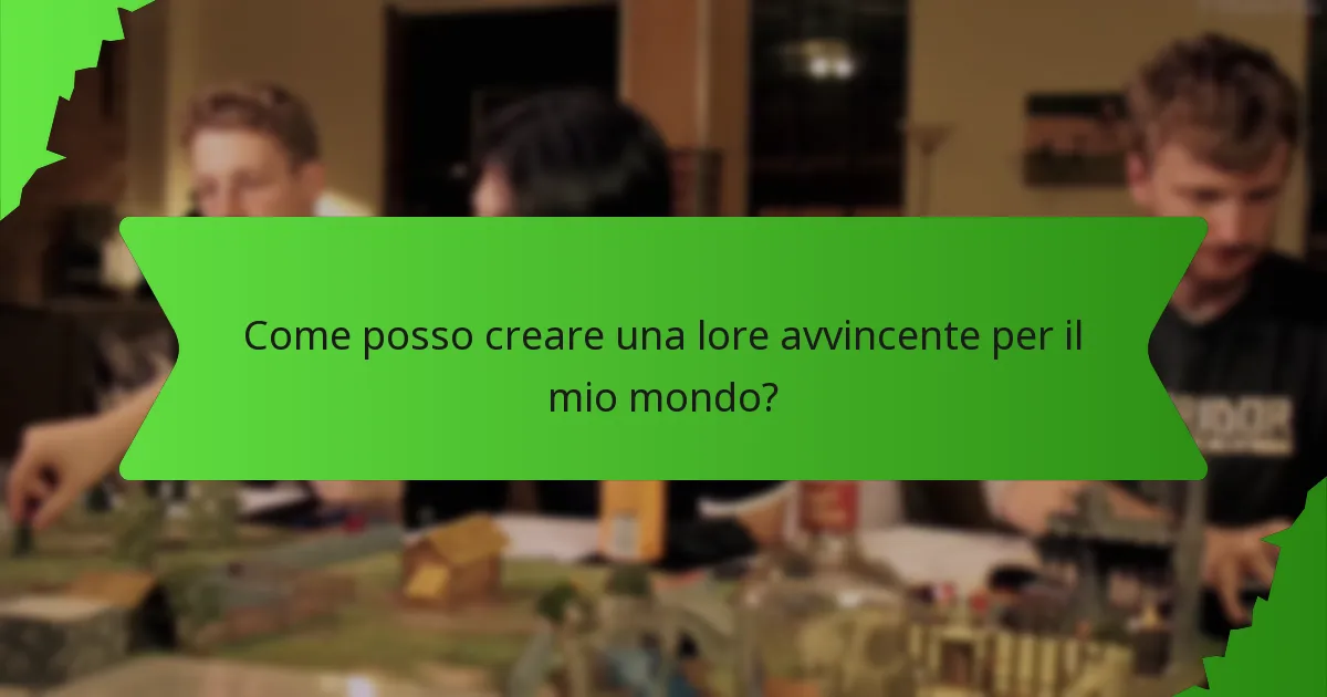 Come posso creare una lore avvincente per il mio mondo?