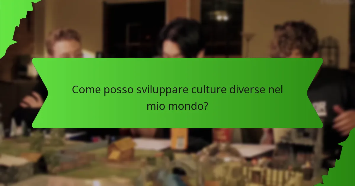 Come posso sviluppare culture diverse nel mio mondo?