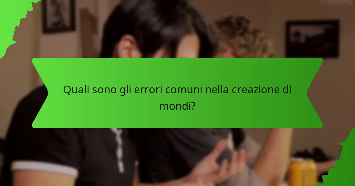 Quali sono gli errori comuni nella creazione di mondi?