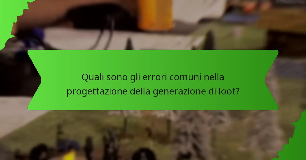 Quali sono gli errori comuni nella progettazione della generazione di loot?