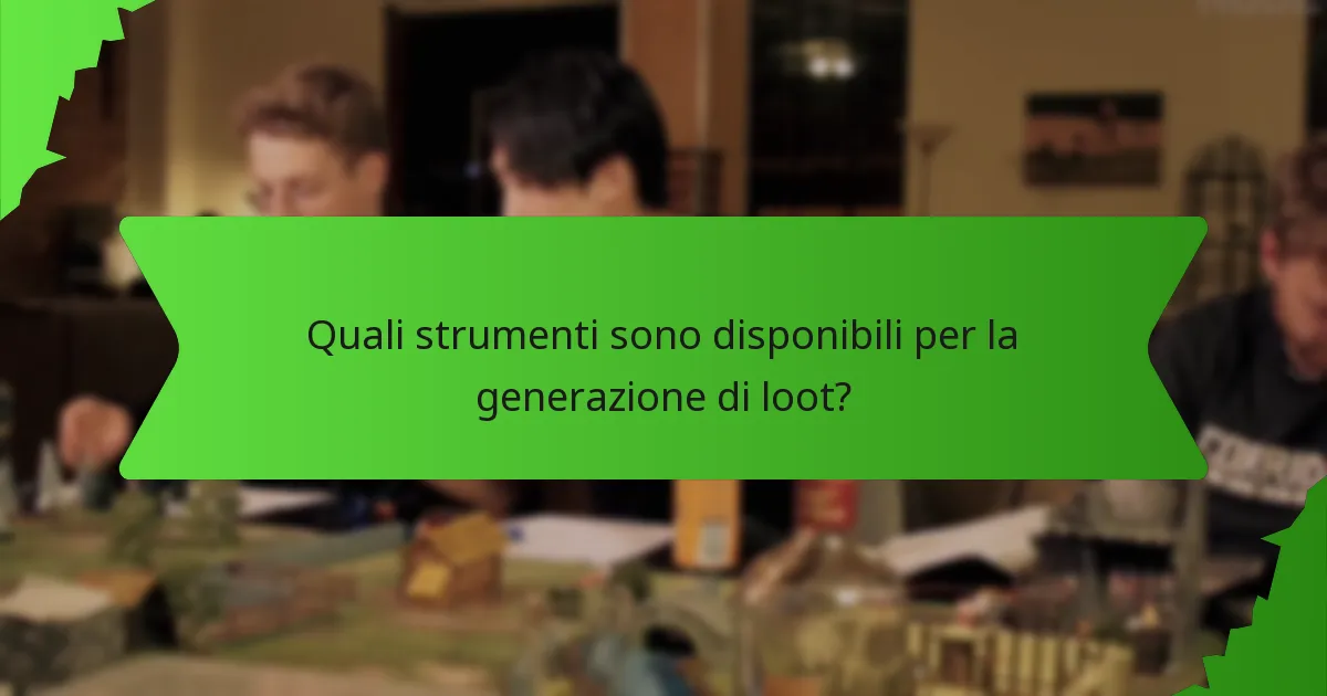 Quali strumenti sono disponibili per la generazione di loot?