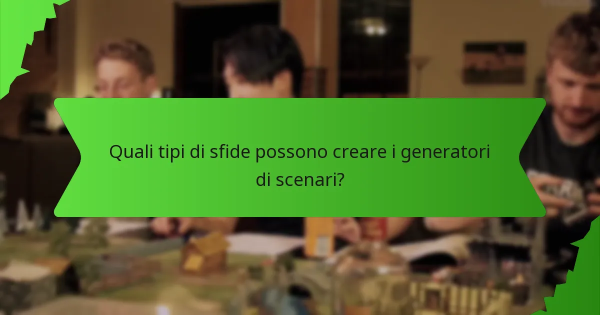 Quali tipi di sfide possono creare i generatori di scenari?